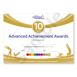level 10 part 1 advanced gymnastics skills certificates