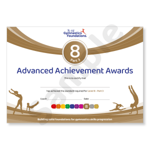 level 8 part 3 pack of 10 A5 advanced gymnastics certificates