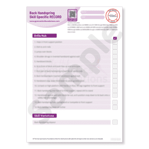 Skill Specific, back handspring, gymnastics drills and skills, how to learn, key coaching points for recreational gymnastics