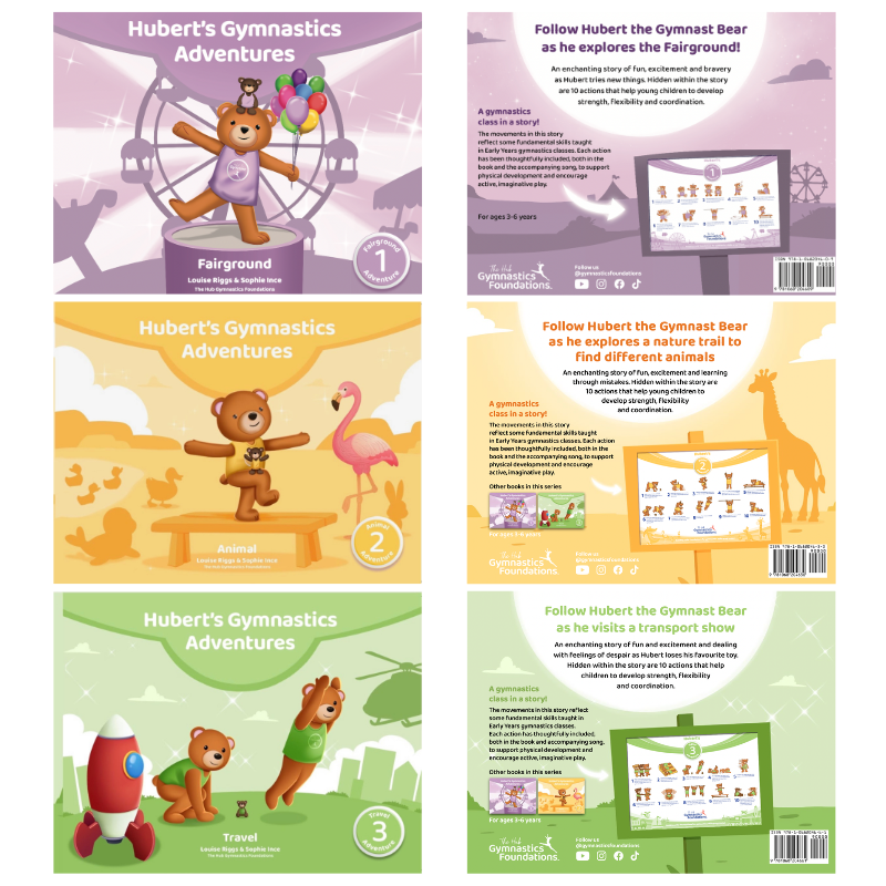 Hubert covers Hubert the gymnast bear early years story books